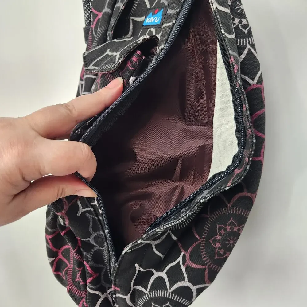 Kavu Black & Pink Rope Medallion Crossbody Doily Dream Sling Backpack Women's OS